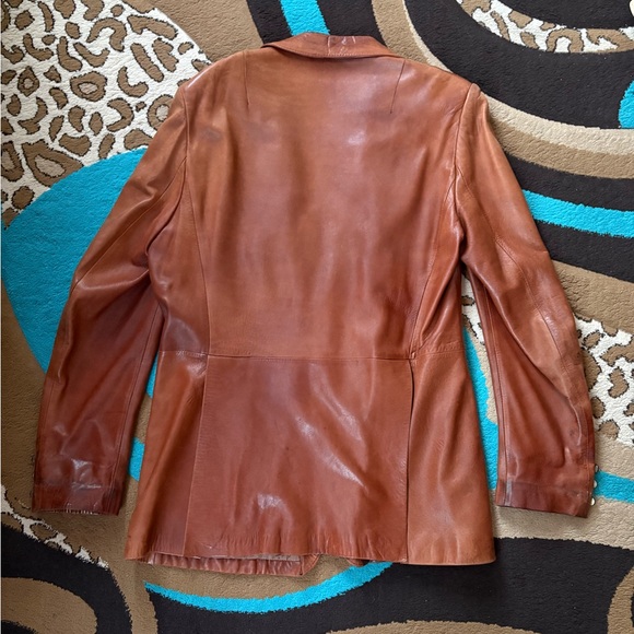 Men's Brown Leather Blazer - Picture 2 of 12